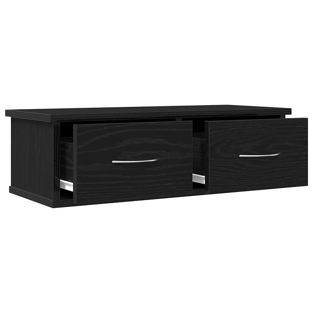 Veggskap med skuff Svart eik 60 x 26 x 18.5 cm Konstruert tre