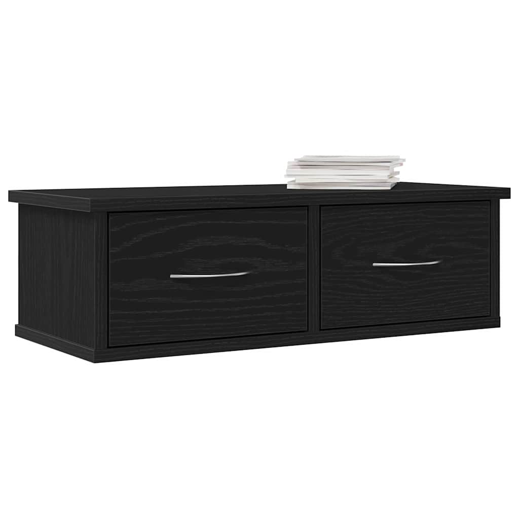 Veggskap med skuff Svart eik 60 x 26 x 18.5 cm Konstruert tre