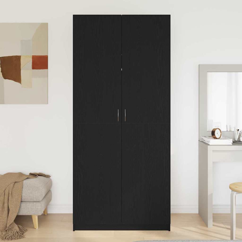 Garderobeskap med dør Svart Eik 90 x 52 x 200 cm Konstruert tre