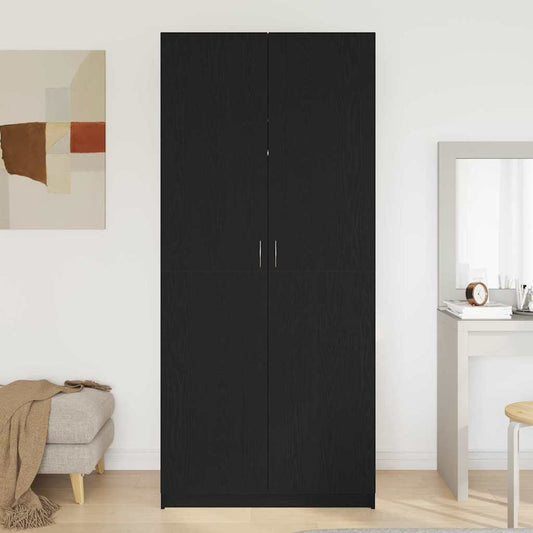 Garderobeskap med dør Svart Eik 90 x 52 x 200 cm Konstruert tre