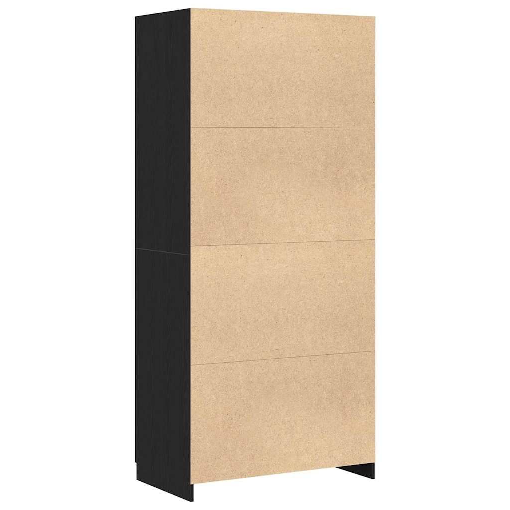 Garderobeskap med dør Svart Eik 90 x 52 x 200 cm Konstruert tre