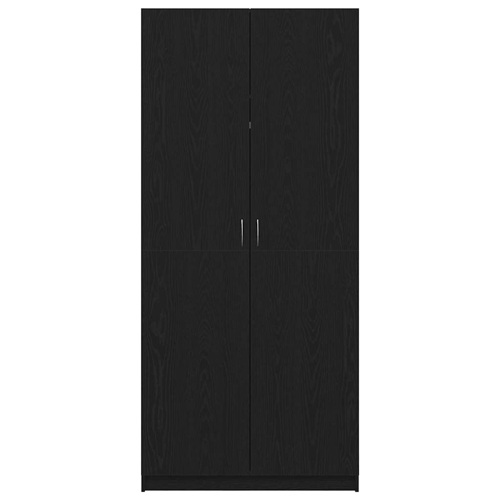 Garderobeskap med dør Svart Eik 90 x 52 x 200 cm Konstruert tre