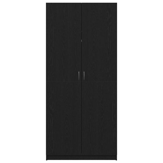 Garderobeskap med dør Svart Eik 90 x 52 x 200 cm Konstruert tre