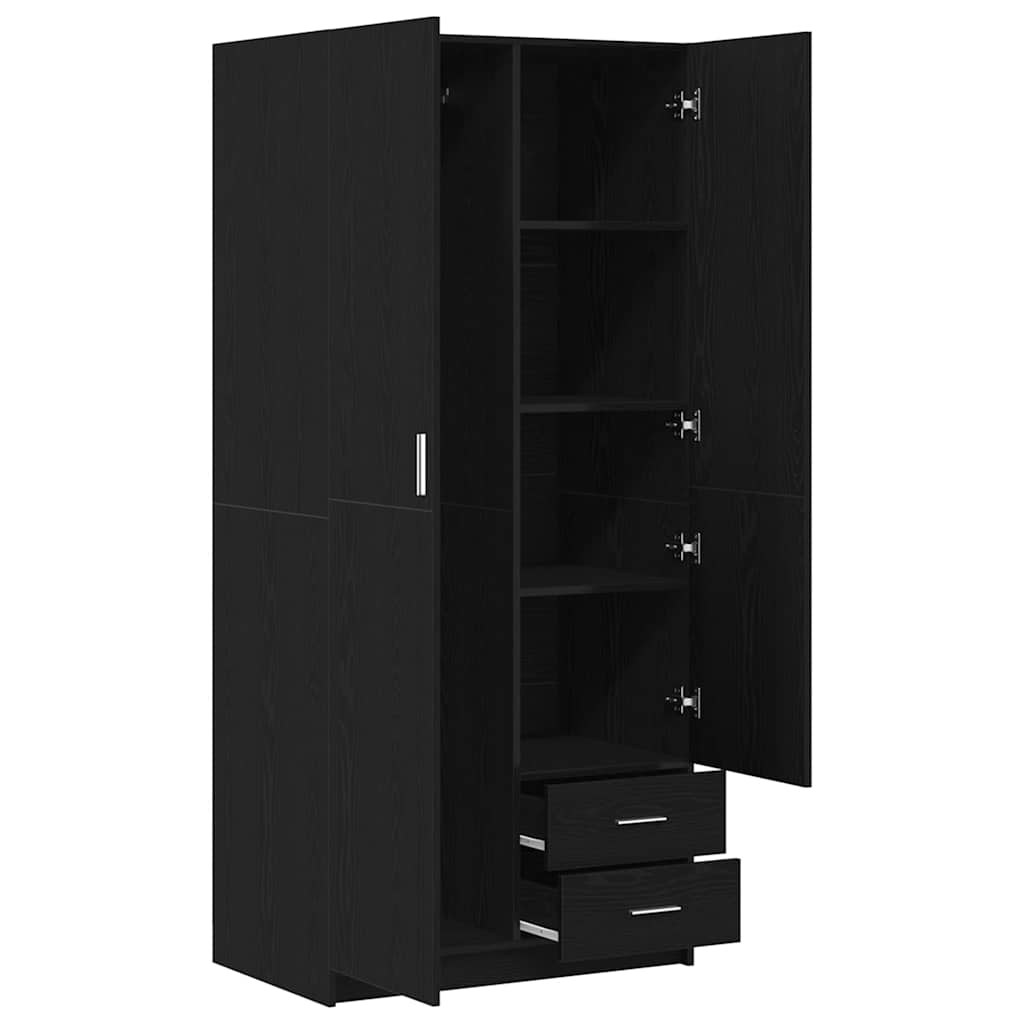 Garderobeskap med dør Svart Eik 80 x 52 x 180 cm Konstruert tre