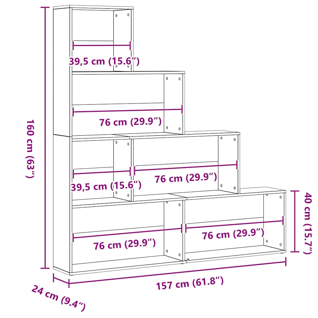 Bokskap Svart Eik 155 x 24 x 160 cm Konstruert tre
