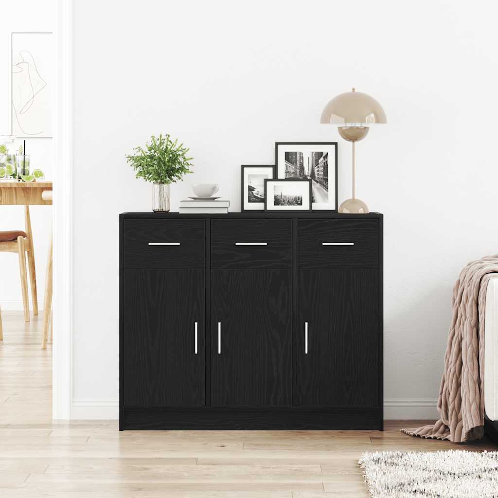 Skjenk svart eik 91x28x75 cm konstruert tre