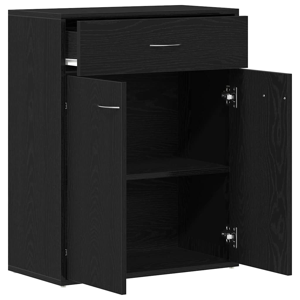 Serviesskap med skuff Svart Eik 60 x 30 x 75 cm Konstruert tre