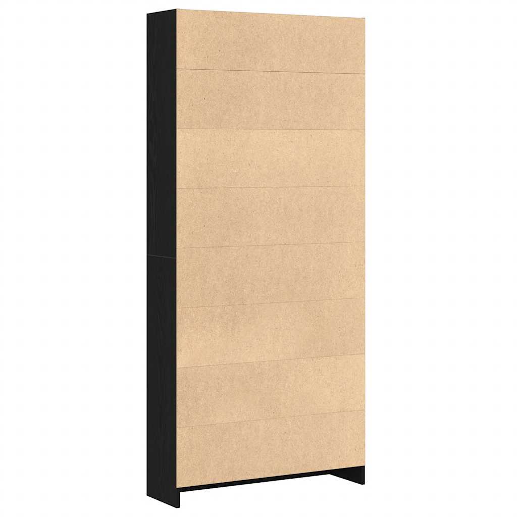 Bokhylle svart eik 80x24x176 cm konstruert tre