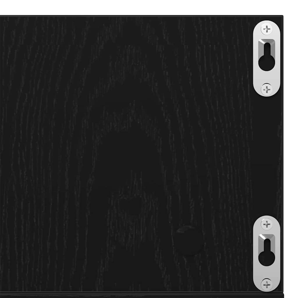 Vegghylle med hylle Svart Eik 75 x 18 x 18 cm Konstruert tre