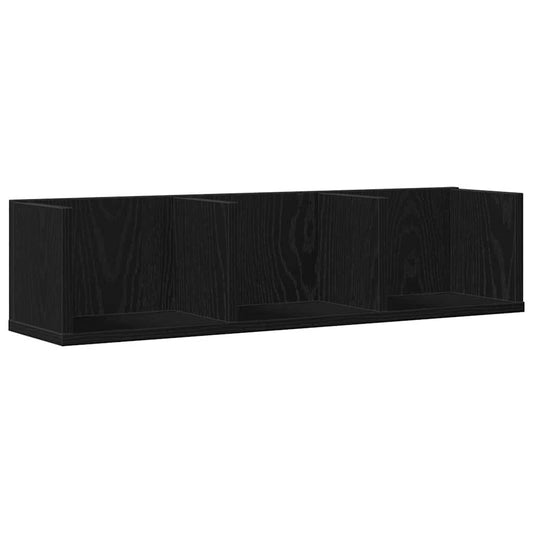 Vegghylle med hylle Svart Eik 75 x 18 x 18 cm Konstruert tre