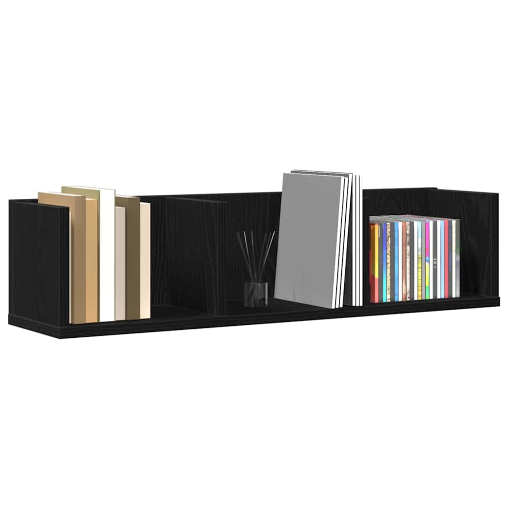 Vegghylle med hylle Svart Eik 75 x 18 x 18 cm Konstruert tre