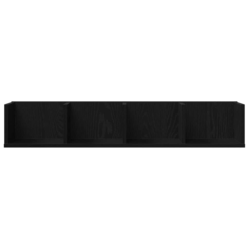 Vegghylle med hylle Svart Eik 100 x 18 x 18 cm Konstruert tre