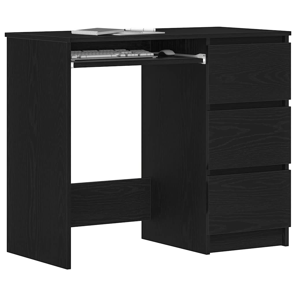 Skrivebord svart eik 90x45x76 cm konstruert tre