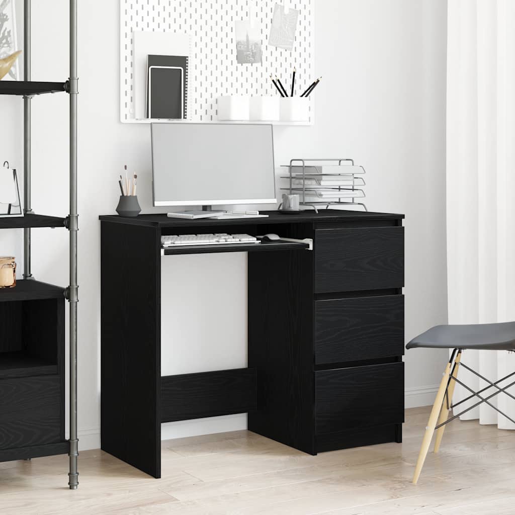 Skrivebord svart eik 90x45x76 cm konstruert tre