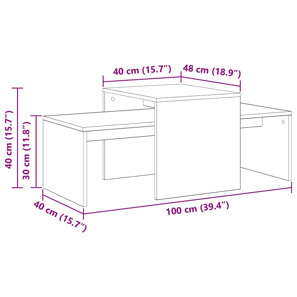 Stablingsbord Svart Eik 100 x 48 x 40 cm Konstruert tre