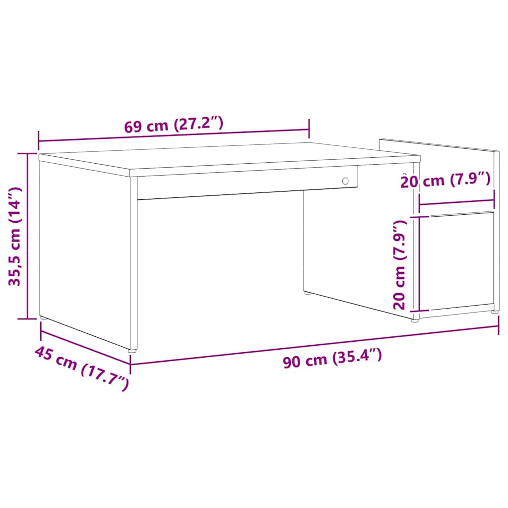 Kaffebord Svart Eik 90 x 45 x 35 cm Konstruert tre