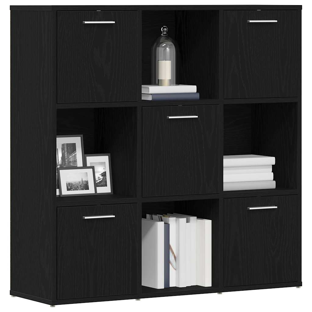 Bokhylle svart eik 90x28x90 cm konstruert tre