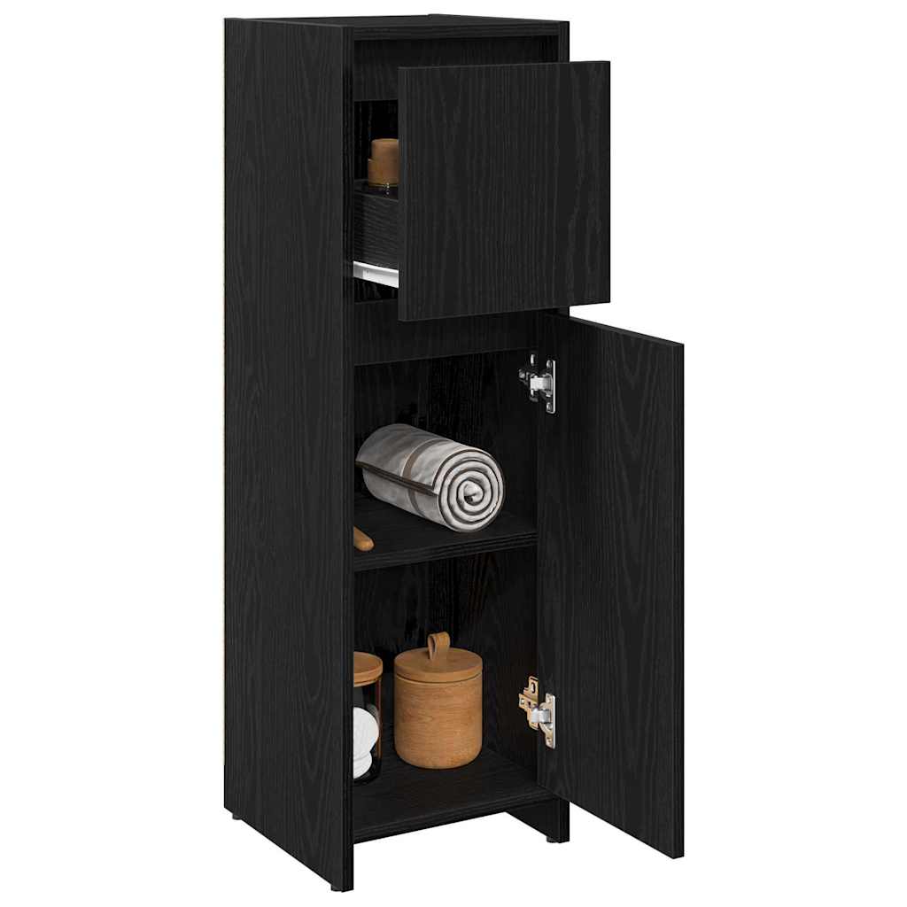 Baderomsskap med skuff Svart Eik 30 x 30 x 95 cm Konstruert tre