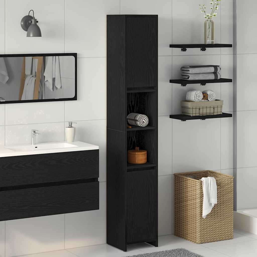 Baderomsskap Svart Eik 30 x 30 x 183.5 cm Konstruert tre
