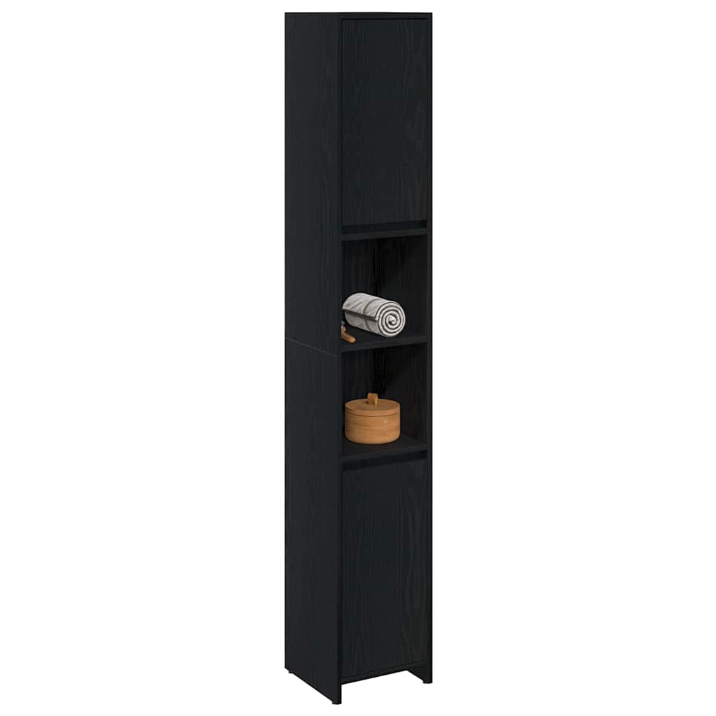 Baderomsskap Svart Eik 30 x 30 x 183,5 cm Konstruert tre