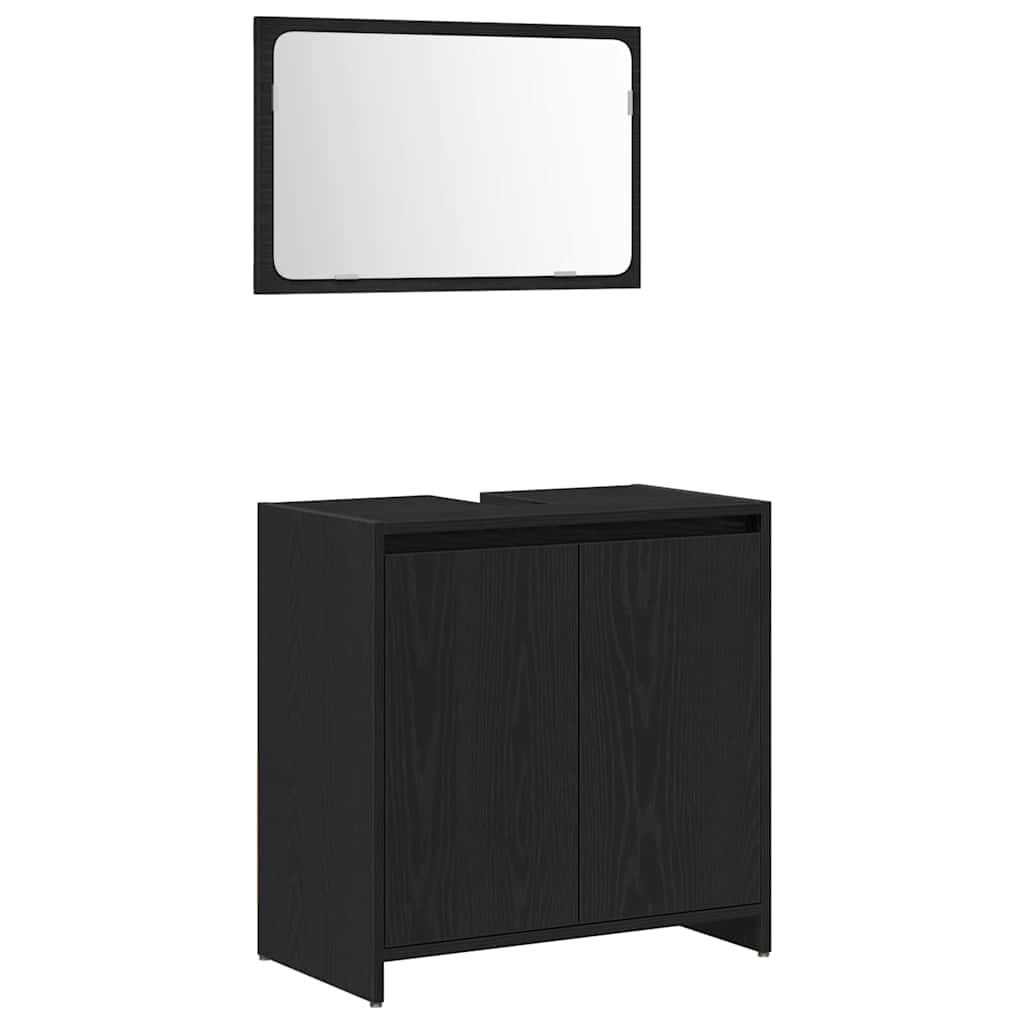 Baderomsskap med dør Svart Eik 60 x 33 x 60 cm Konstruert tre