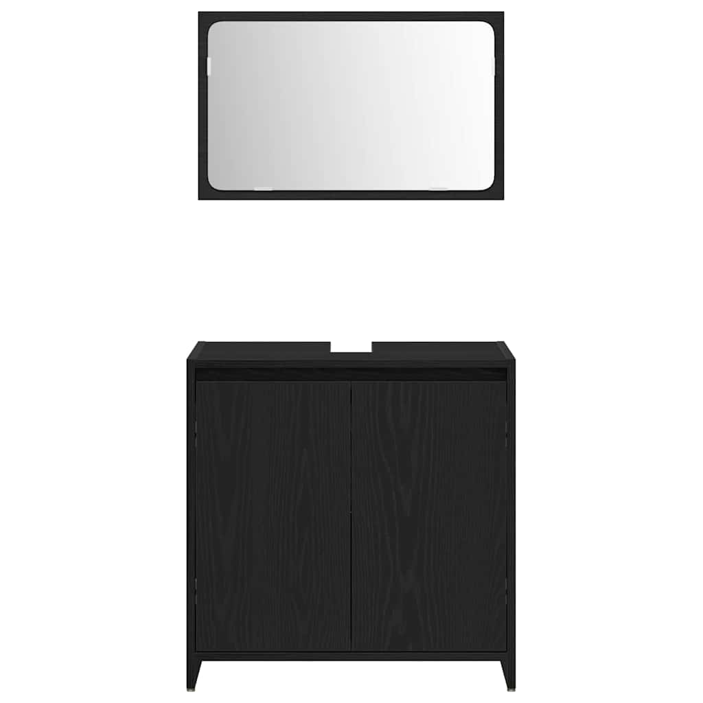 Baderomsskap med dør Svart Eik 60 x 33 x 60 cm Konstruert tre