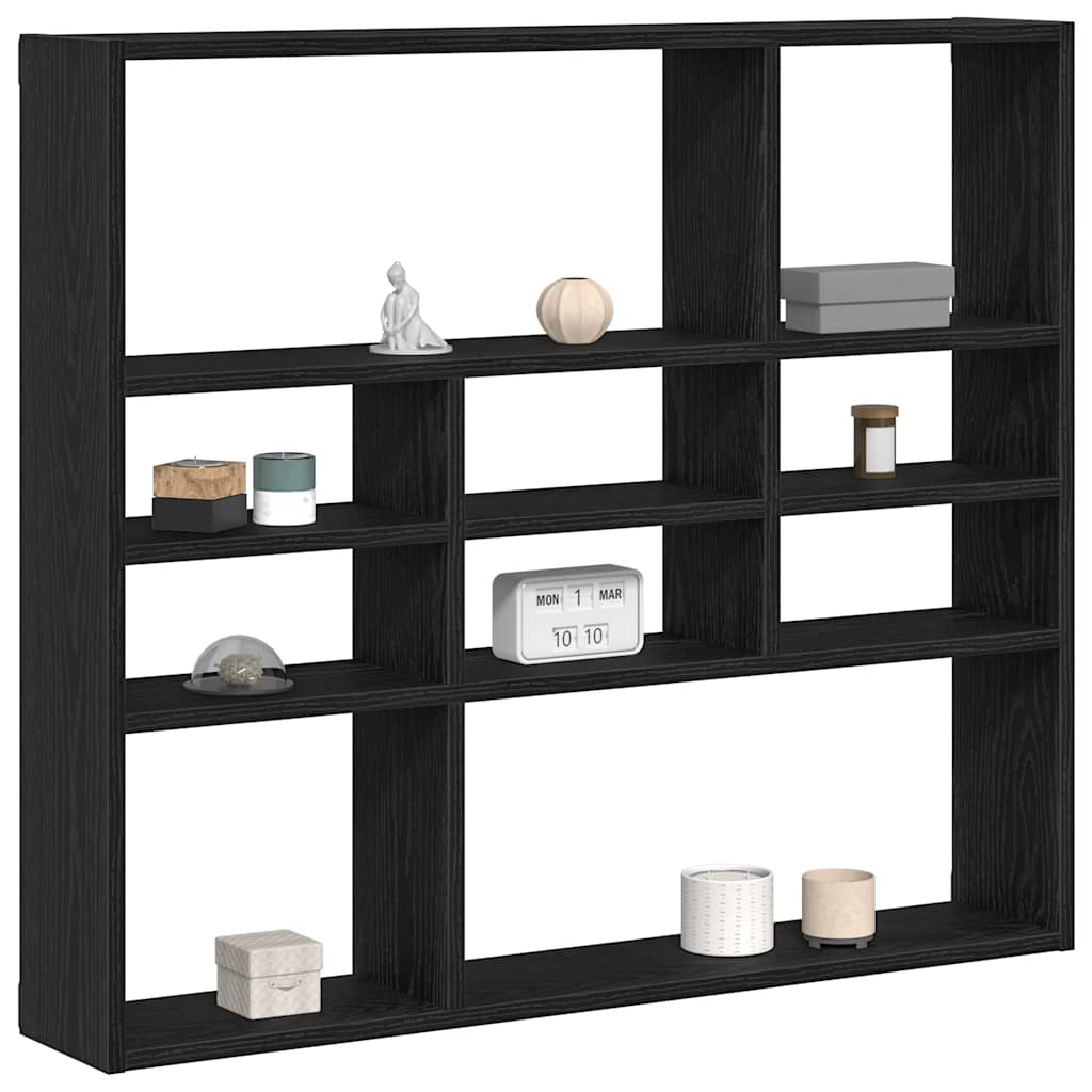 Vegghylle svart eik 90x16x78 cm konstruert tre