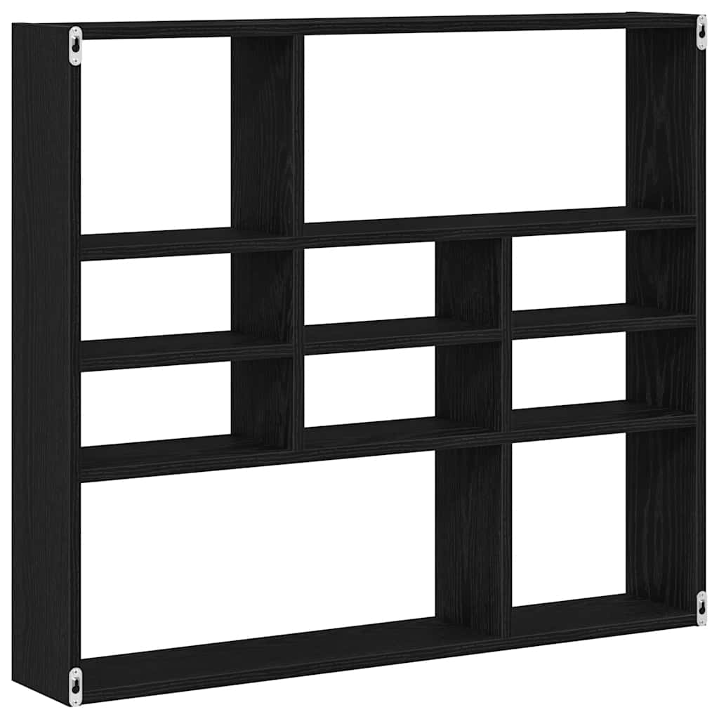Vegghylle svart eik 90x16x78 cm konstruert tre
