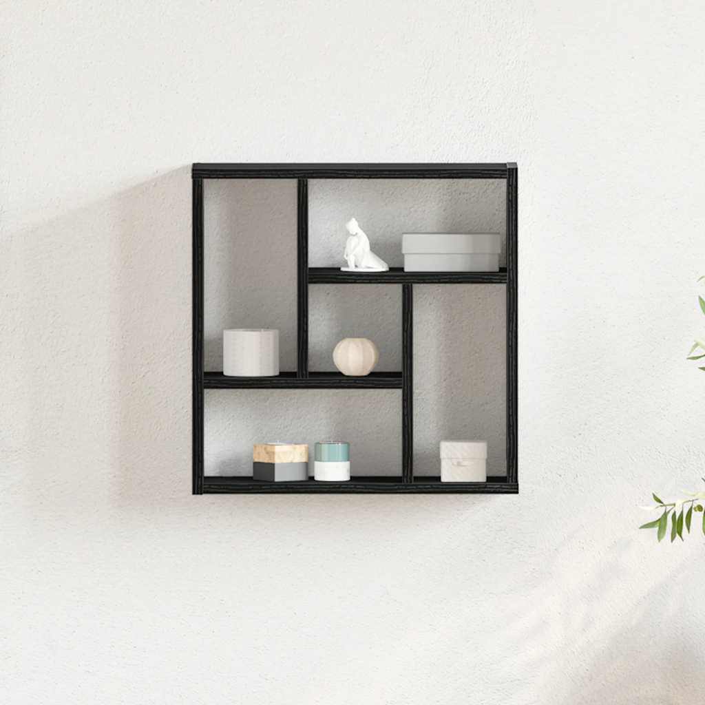 Vegghylle svart eik 45x16x45 cm konstruert tre