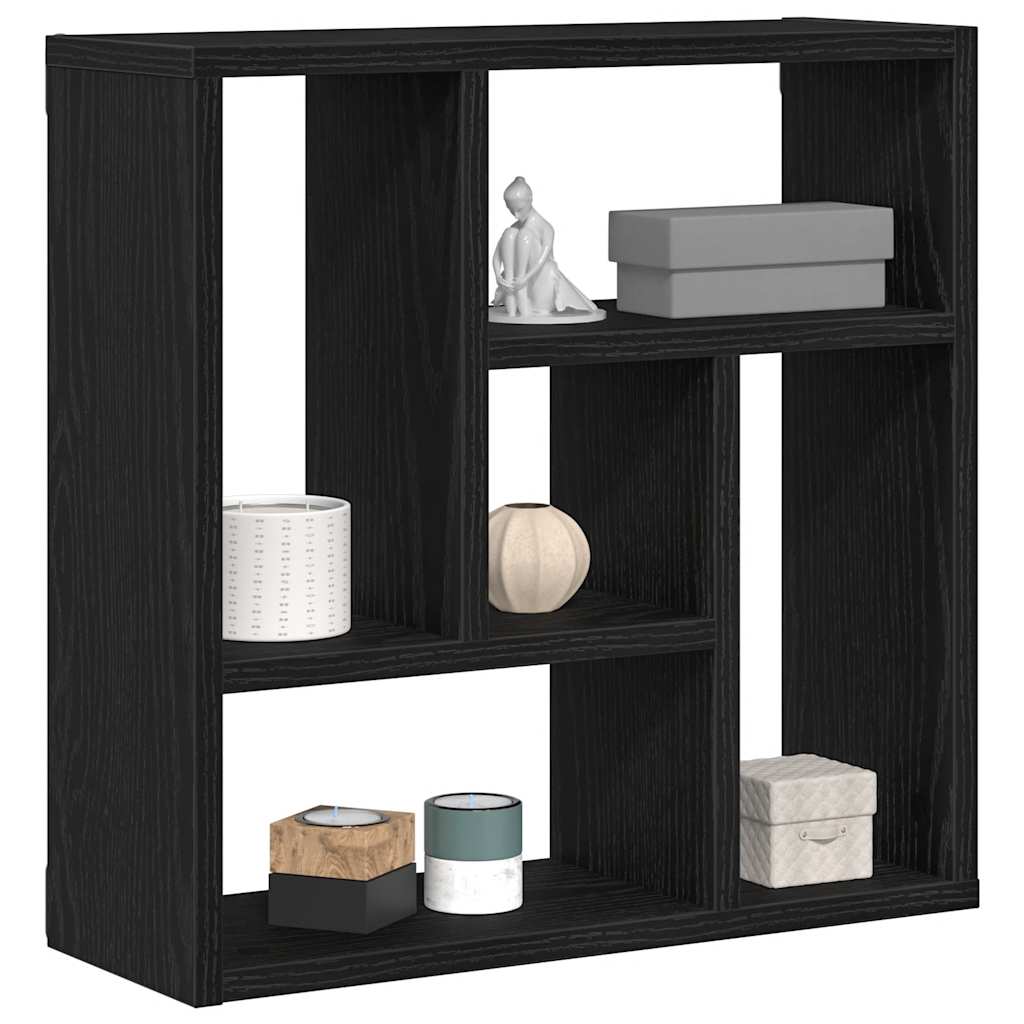 Vegghylle svart eik 45x16x45 cm konstruert tre