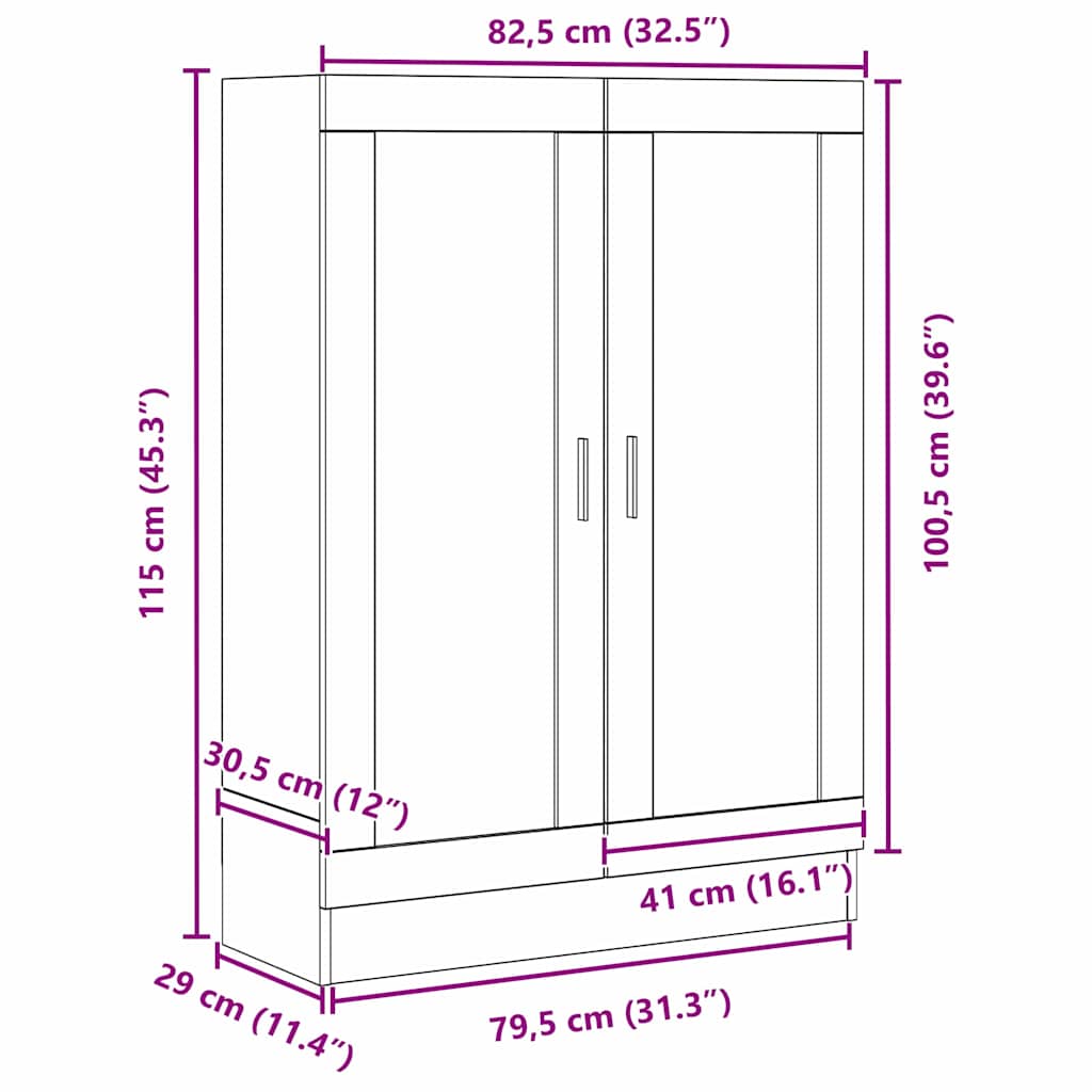 Bokskap Svart Eik 82,5 x 30,5 x 115 cm Konstruert tre
