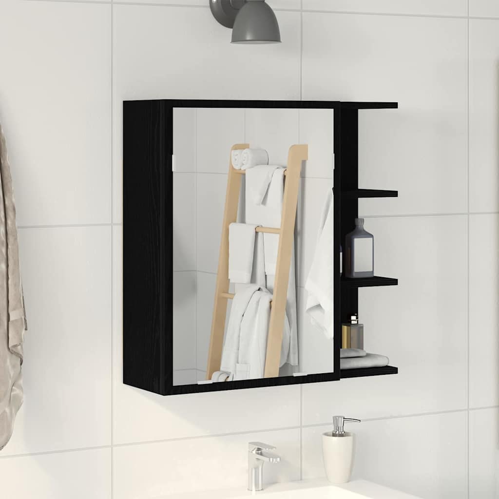 Baderomsspeilskap Svart Eik 62,5 x 20,5 x 64 cm Konstruert tre