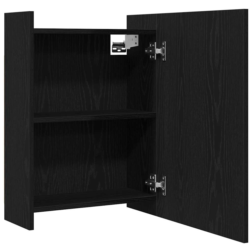 Baderomsspeilskap Svart Eik 62,5 x 20,5 x 64 cm Konstruert tre