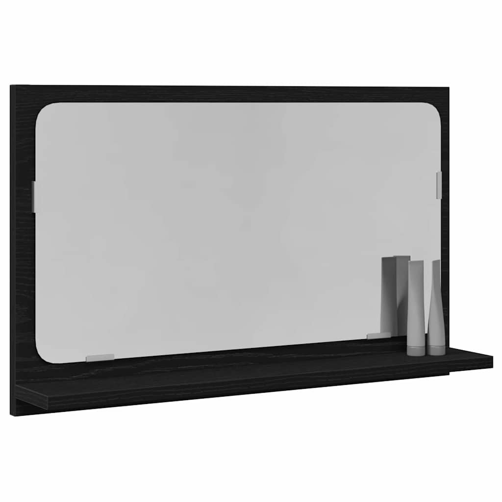 Speilhylle med hylle Svart Eik 60 x 10,5 x 37 cm Konstruert tre