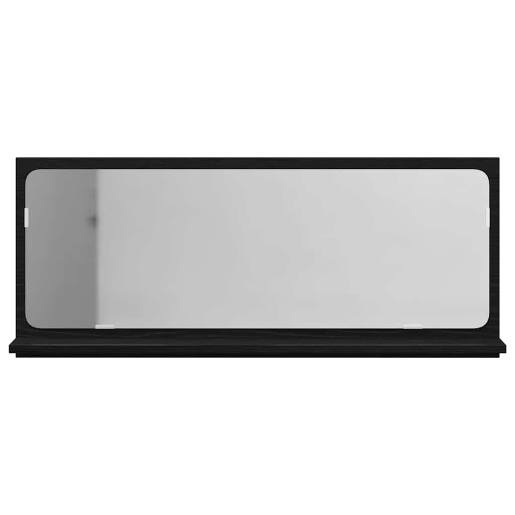 Speilhylle med hylle Svart Eik 90 x 10,5 x 37 cm Konstruert tre