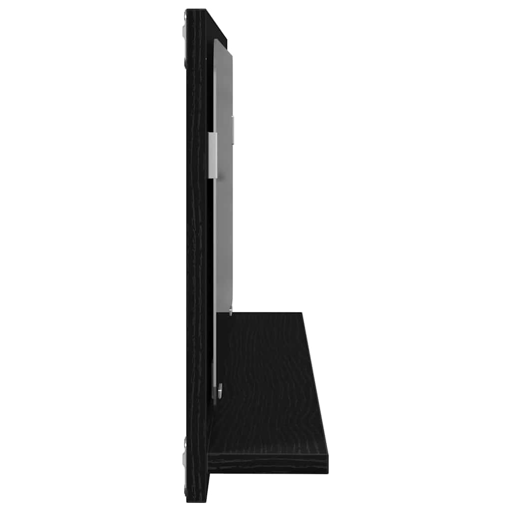 Speilhylle med hylle Svart Eik 90 x 10,5 x 37 cm Konstruert tre