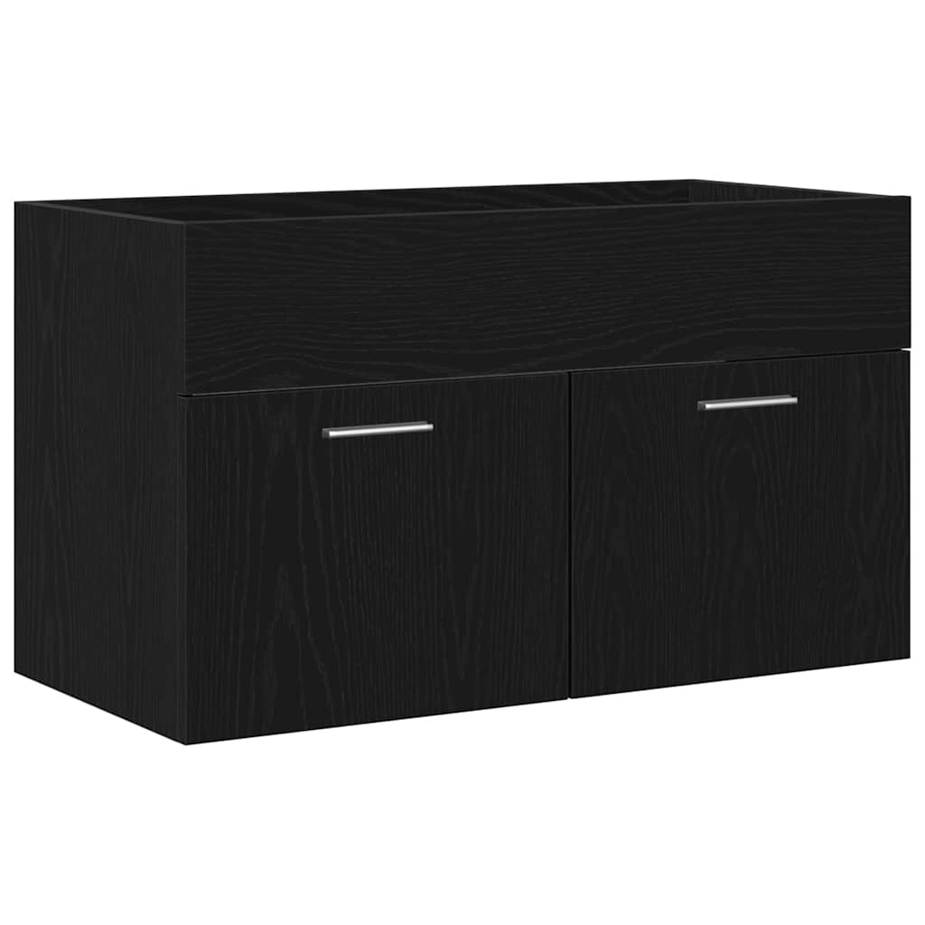 Vaskeskap med dør Svart Eik 90 x 38.5 x 46 cm Konstruert tre