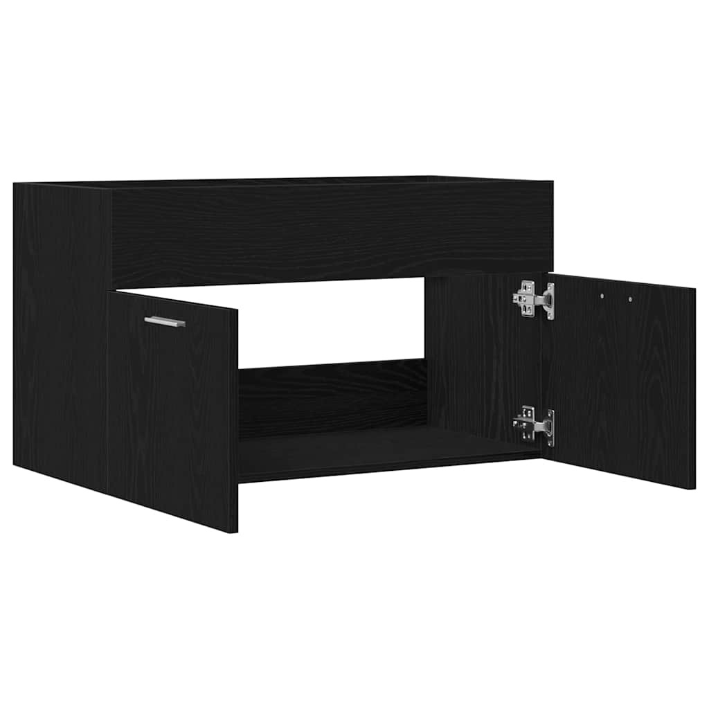 Vaskeskap med dør Svart Eik 90 x 38.5 x 46 cm Konstruert tre