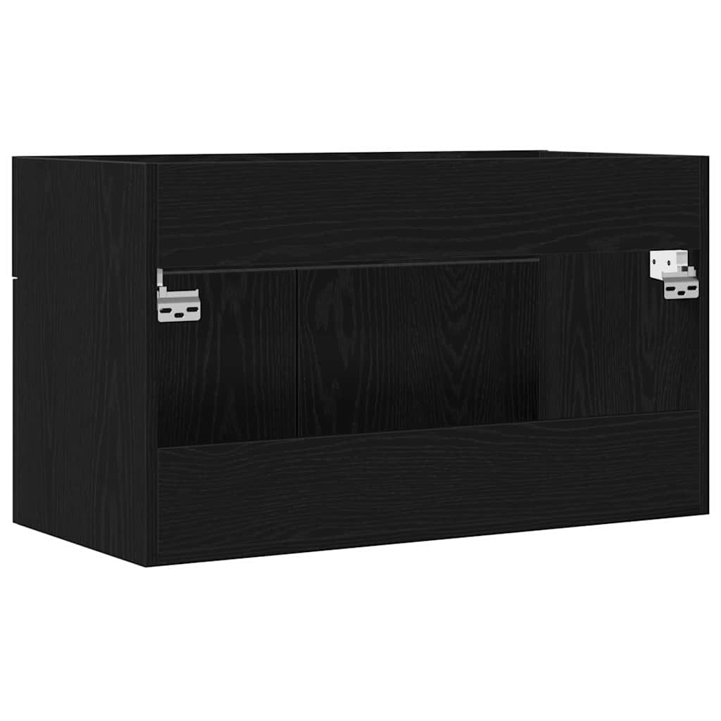 Vaskeskap med dør Svart Eik 90 x 38.5 x 46 cm Konstruert tre