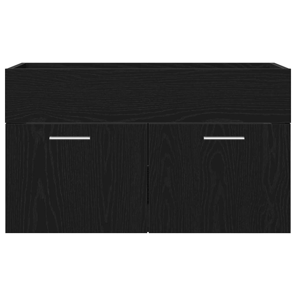 Vaskeskap med dør Svart Eik 90 x 38.5 x 46 cm Konstruert tre