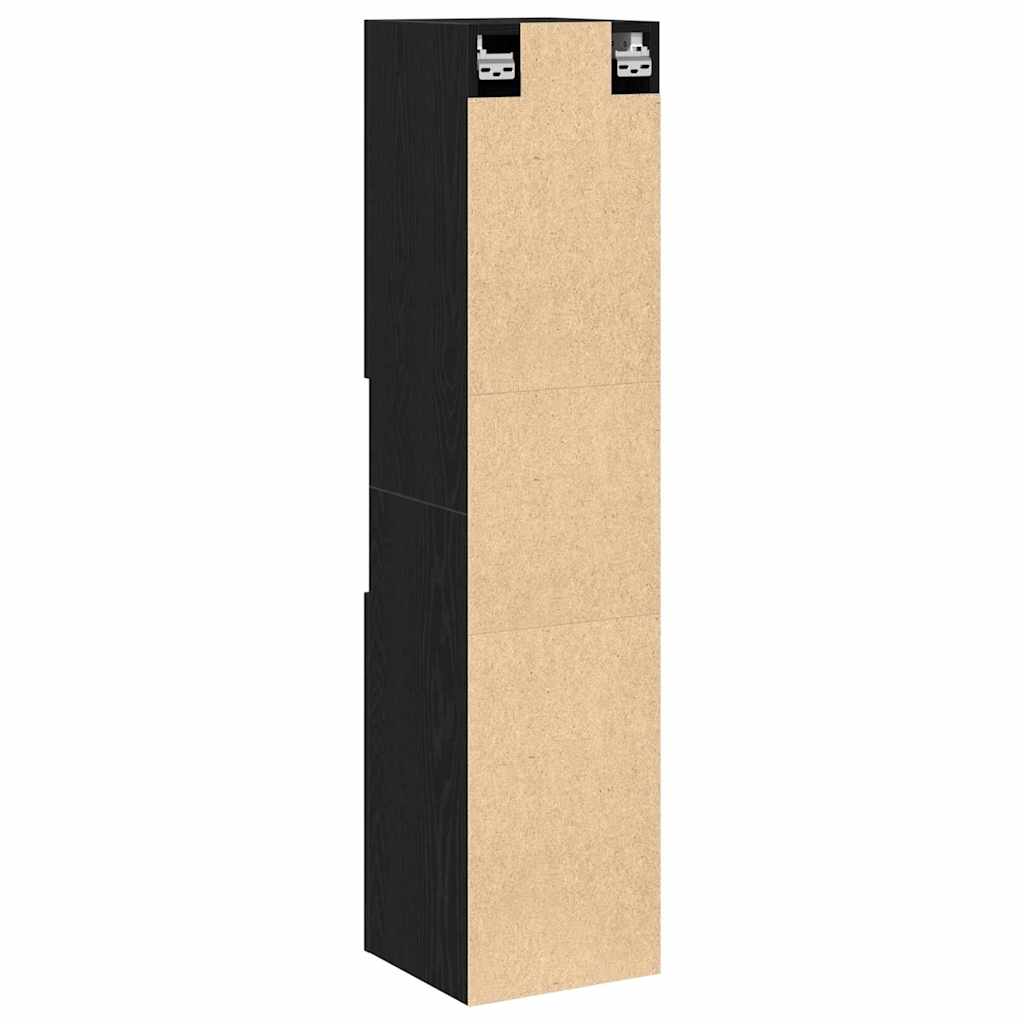 Baderomsskap med dør Svart Eik 30 x 30 x 130 cm Konstruert tre