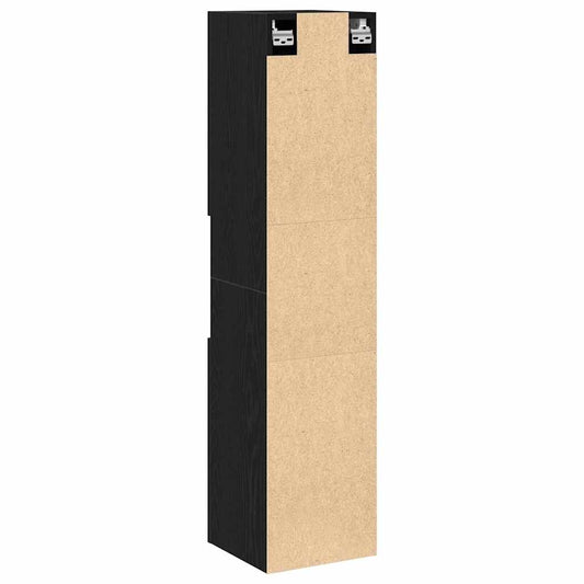 Baderomsskap med dør Svart Eik 30 x 30 x 130 cm Konstruert tre