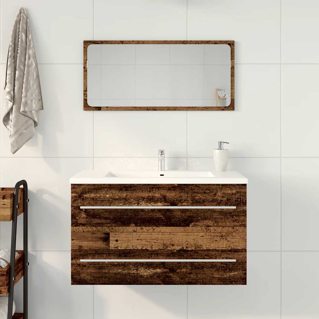 Baderomsvaskskap gammelt tre 80x38,5x48 cm konstruert tre