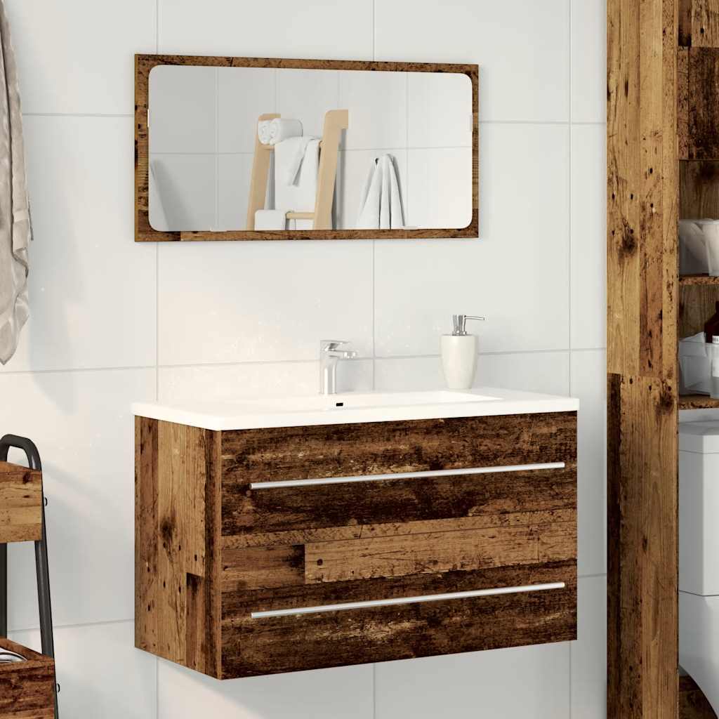 Baderomsvaskskap gammelt tre 80x38,5x48 cm konstruert tre