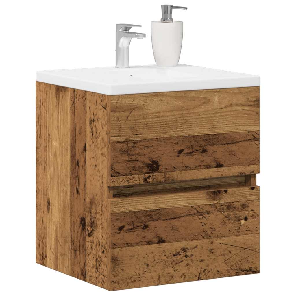 Baderomsvaskskap gammelt tre 41x38,5x45 cm konstruert tre