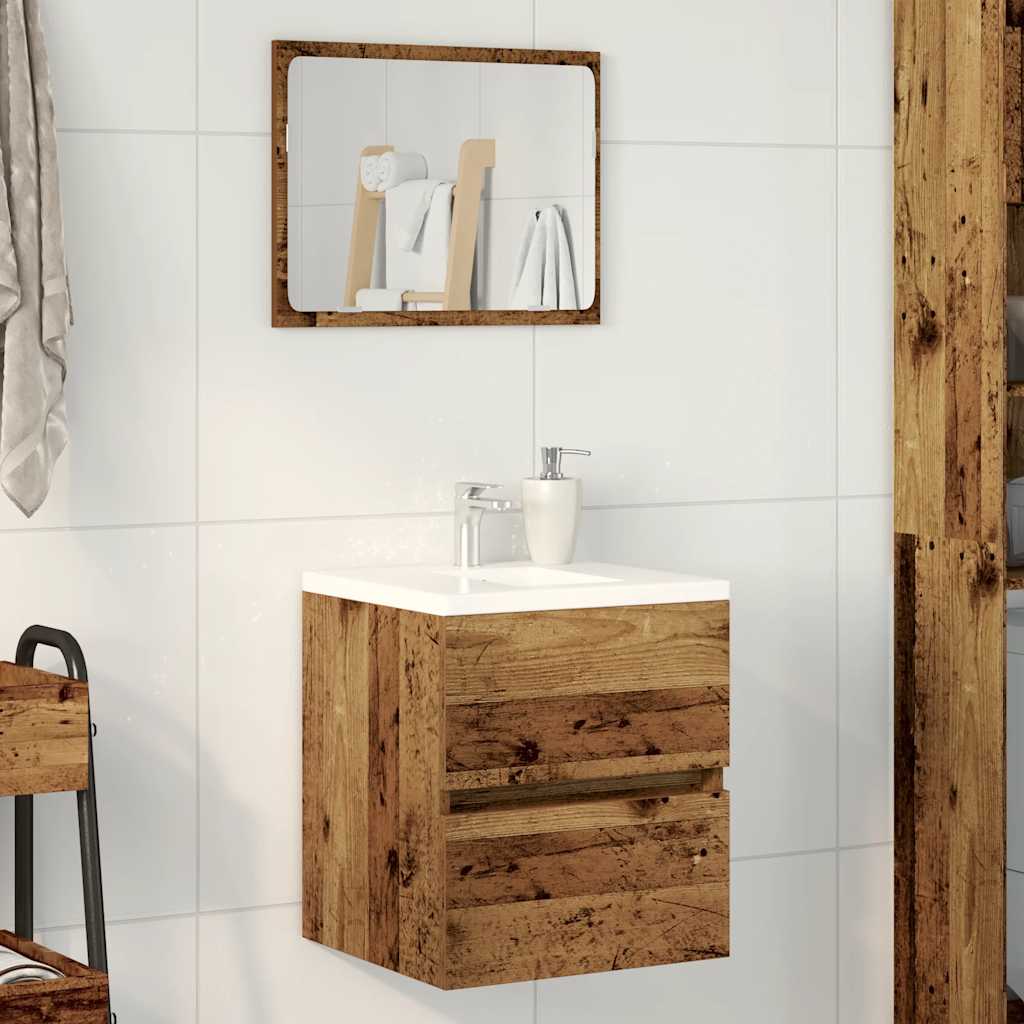 Baderomsvaskskap gammelt tre 41x38,5x45 cm konstruert tre