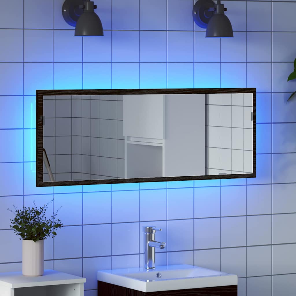 LED Badevindu Veggmontert Svart Eik 100 x 8,5 x 37 cm Glass