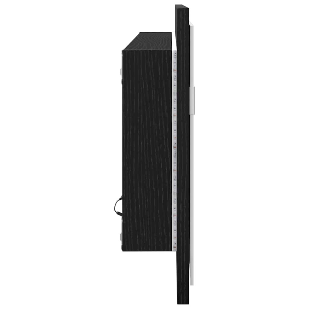 LED Badevindu Veggmontert Svart Eik 100 x 8,5 x 37 cm Glass
