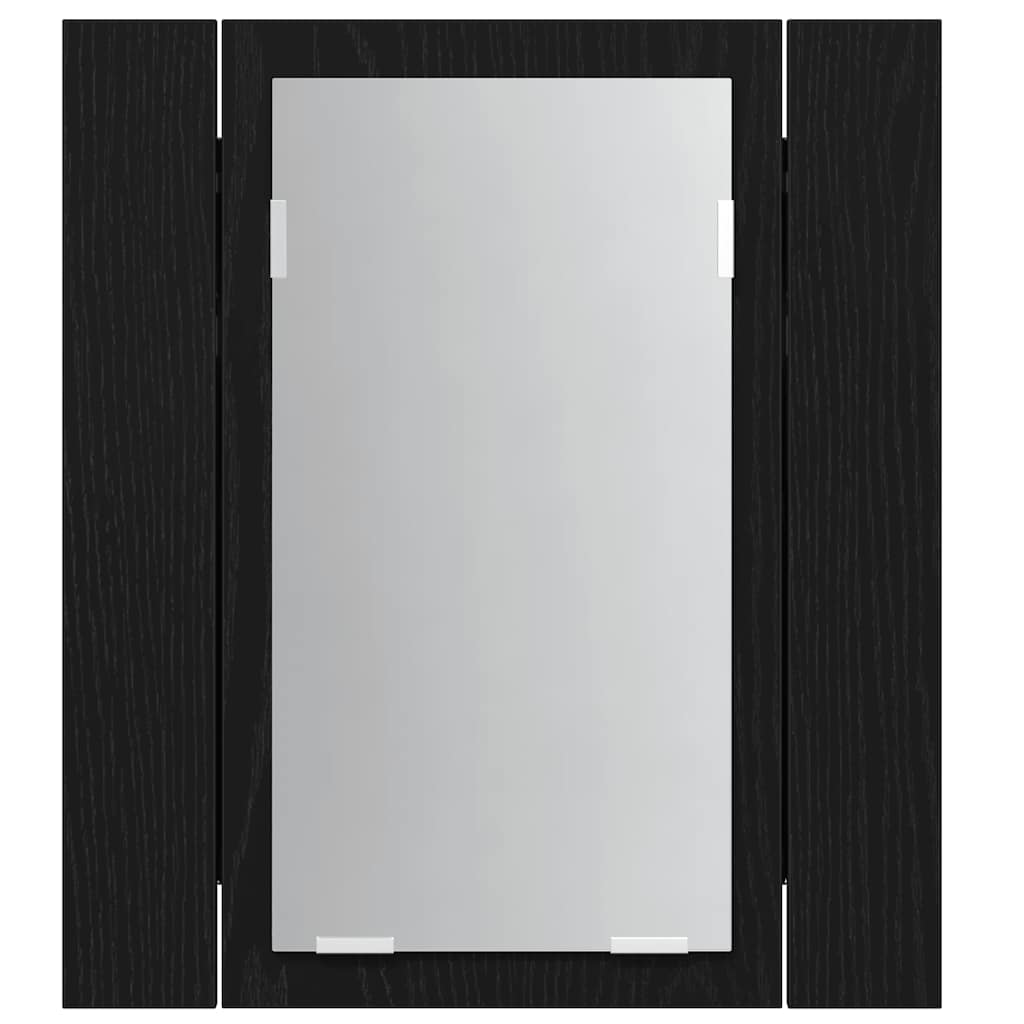 LED-speilskap til baderom svart eik 40x12x45 cm konstruert tre