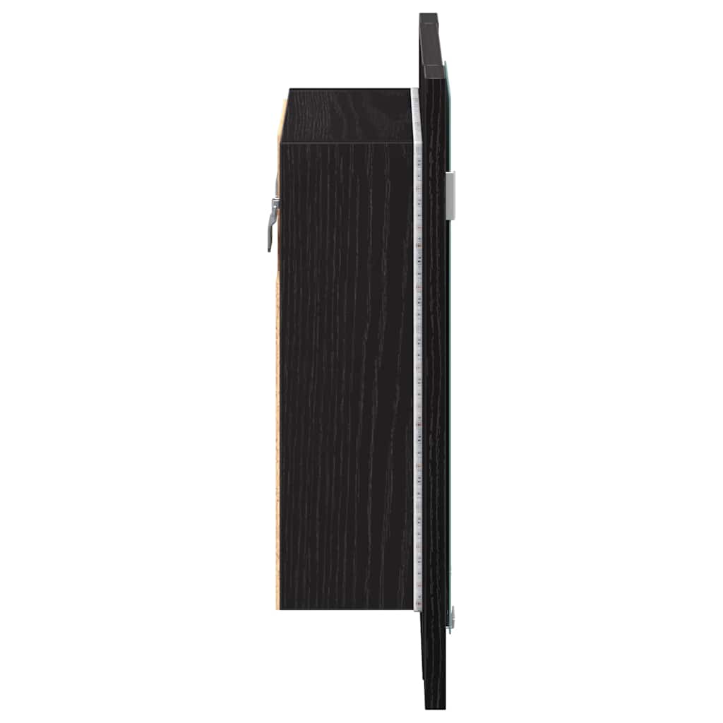 LED-speilskap til baderom svart eik 40x12x45 cm konstruert tre